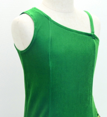 Hula Kids One Shoulder Dress with Ti Leaf/ Luxury Collection / Dark Green / Jp144dgr
