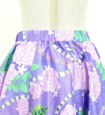 Hula Kids Long Frill Shantung Circular Skirt with Lokelani Print / Purple / Jp145