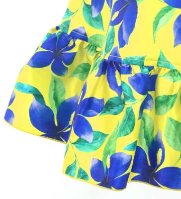 Hula Kids Wrap Skirt with Frills / Hibiscus / Yellow / Jp150