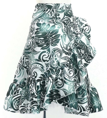 Hula Kids Wrap Skirt with Frills / Kahiko & Honu / White & Black / Jp151