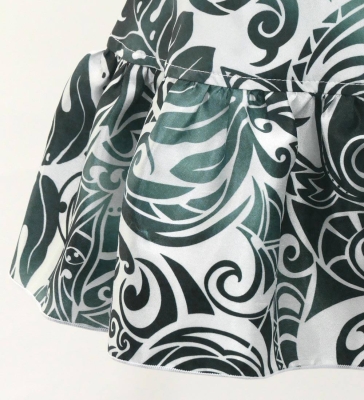 Hula Kids Wrap Skirt with Frills / Kahiko & Honu / White & Black / Jp151