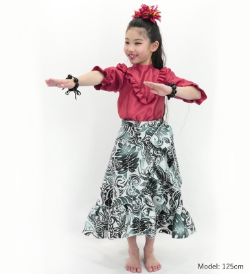 Hula Kids Wrap Skirt with Frills / Kahiko & Honu / White & Black / Jp151
