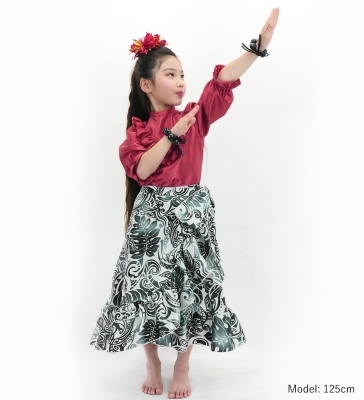 Hula Kids Wrap Skirt with Frills / Kahiko & Honu / White & Black / Jp151