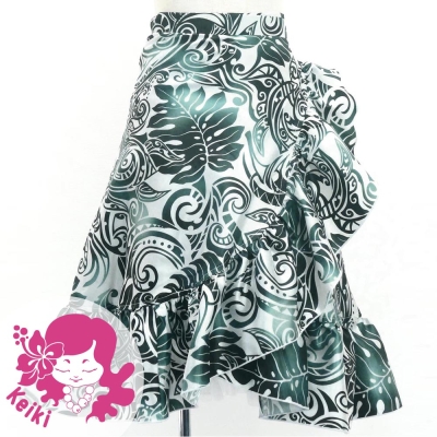 Hula Kids Wrap Skirt with Frills / Kahiko & Honu / White & Black / Jp151