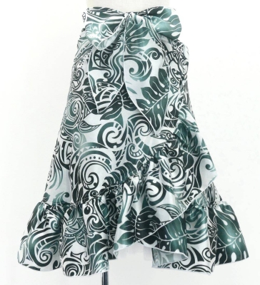 Hula Kids Wrap Skirt with Frills / Kahiko & Honu / White & Black / Jp151
