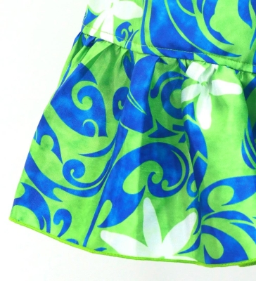 Hula Kids Wrap Skirt with Frills / Kahiko & Tiare / Green & Blue / Jp152