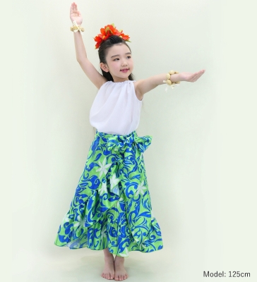 Hula Kids Wrap Skirt with Frills / Kahiko & Tiare / Green & Blue / Jp152