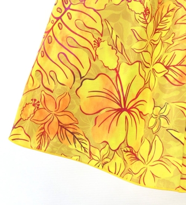 Hula Kids Long Dress with Hawaiian Flower Print / Luxury Collection / Dark Yellow/ Jp153dye