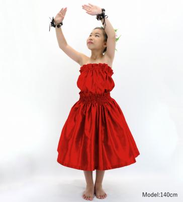 Hula Kids Solid Shantung Pa'u Skirt / Luxury Collection / Red /Jp154rd
