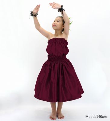 Hula Kids Solid Shantung Pa'u Skirt / Luxury Collection / Wine  / Jp154wi