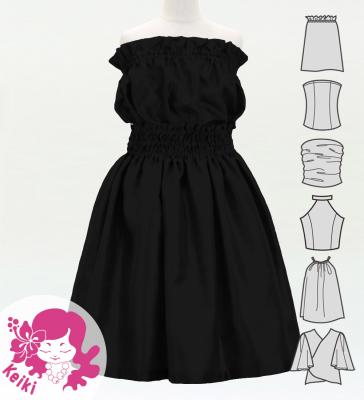 Hula Keiki Solid Shantung Set-Up / Luxury Collection / Black / Jp155bk