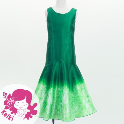 Hula Kids Shantung Long Gradation Dress / Luxury Collection / Green & White / Jp156grwh