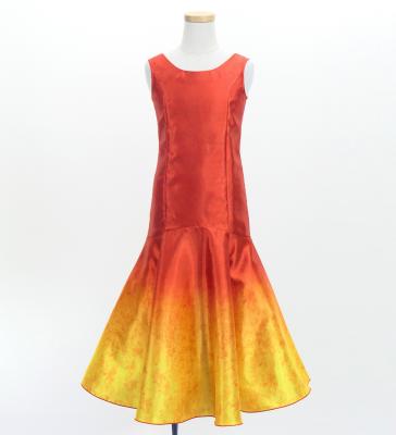 Hula Kids Shantung Long Gradation Dress / Luxury Collection / Orange & Yellow / Jp156orye