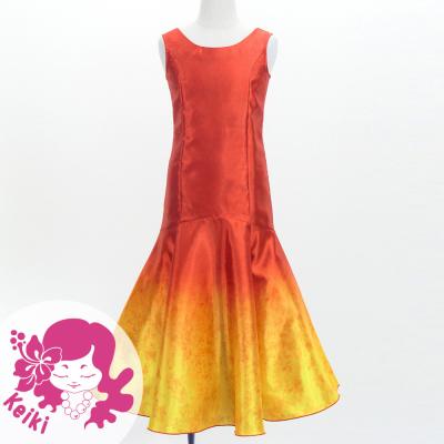 Hula Kids Shantung Long Gradation Dress / Luxury Collection / Orange & Yellow / Jp156orye