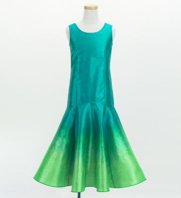 Hula Kids Shantung Long Gradation Dress / Luxury Collection / Turquoise Blue & Light Green / Jp156tbllgr