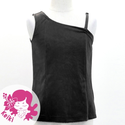 Hula Kids One Shoulder Blouse with Velvet Keiki / Black / Jp157bk