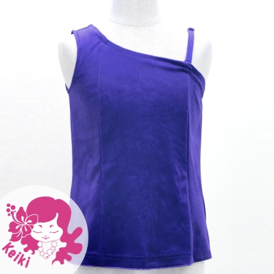 Hula Kids One Shoulder Blouse with Velvet Keiki / Royal Blue / Jp157bl