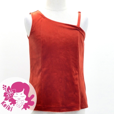 Hula Kids One Shoulder Blouse with Velvet Keiki / Dark Red 2 / Jp157drd2
