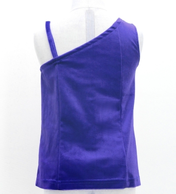 Hula Kids One Shoulder Blouse with Velvet Keiki / Royal Blue / Jp157bl