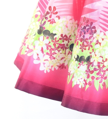 Hula Kids Shantung Pa'u Skirt with Kukui Flower & Kukui Nut Lei Print / Luxury Collection / Pink / Jp158pi