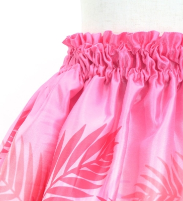 Hula Kids Shantung Pa'u Skirt with Kukui Flower & Kukui Nut Lei Print / Luxury Collection / Pink / Jp158pi