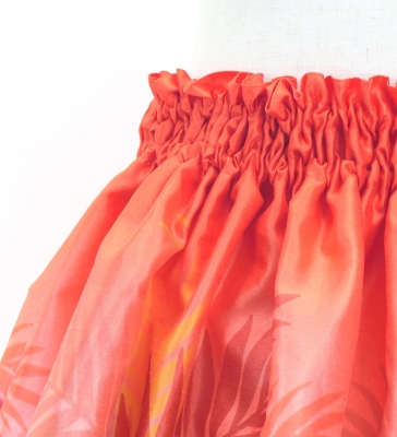 Hula Kids Shantung Pa'u Skirt with Kukui Flower & Kukui Nut Lei Print / Luxury Collection / Red / Jp158rd