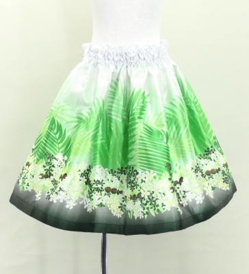 Hula Kids Shantung Pa'u Skirt with Kukui Flower & Kukui Nut Lei Print / Luxury Collection / White / Jp158wh