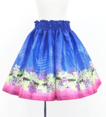 Hula Keiki Set-Up with Kukui Flower & Kukui Nut Lei Print / Luxury Collection / Blue / Jp159bl
