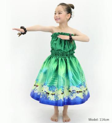 Hula Keiki Set-Up with Kukui Flower & Kukui Nut Lei Print / Luxury Collection / Green / Jp159gr