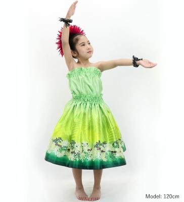 Hula Keiki Set-Up with Kukui Flower & Kukui Nut Lei Print / Luxury Collection / Light Green / Jp159lgr