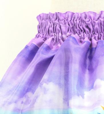 Hula Kids Double Shantung Pa'u Skirt with Hawaiian Flower & Sea Print / Luxury Collection / Jp160-1