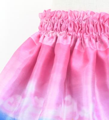 Hula Kids Double Shantung Pa'u Skirt with Hawaiian Flower & Sea Print / Luxury Collection / Jp160-2