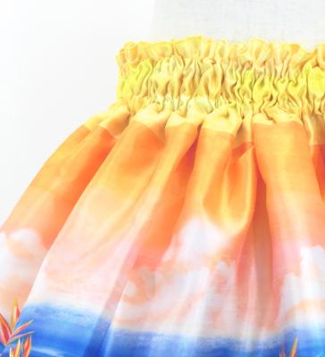 Hula Kids Double Shantung Pa'u Skirt with Hawaiian Flower & Sea Print / Luxury Collection / Jp160-4