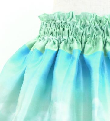 Hula Kids Double Shantung Pa'u Skirt with Hawaiian Flower & Sea Print / Luxury Collection / Jp160-5
