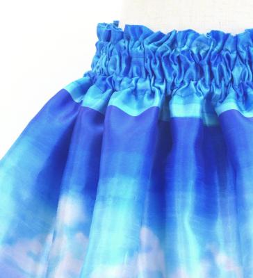 Hula Kids Double Shantung Pa'u Skirt with Hawaiian Flower & Sea Print / Luxury Collection / Jp160-7