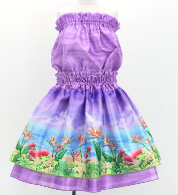 Hula Kids Blouse & Double Pa'u Set-Up with Hawaiian Flower & Sea Print / Luxury Collection / Jp161-1
