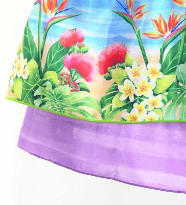 Hula Kids Blouse & Double Pa'u Set-Up with Hawaiian Flower & Sea Print / Luxury Collection / Jp161-1
