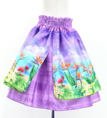 Hula Kids Blouse & Double Pa'u Set-Up with Hawaiian Flower & Sea Print / Luxury Collection / Jp161-1