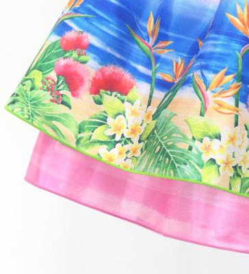 Hula Kids Blouse & Double Pa'u Set-Up with Hawaiian Flower & Sea Print / Luxury Collection / Jp161-2