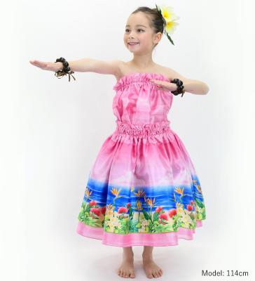 Hula Kids Blouse & Double Pa'u Set-Up with Hawaiian Flower & Sea Print / Luxury Collection / Jp161-2