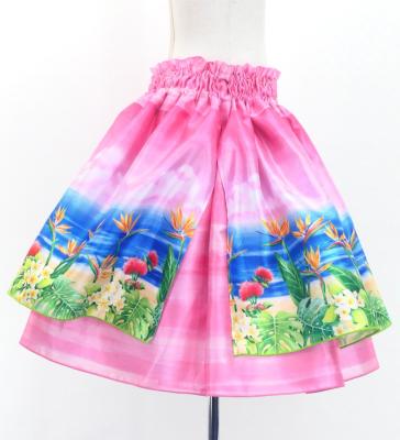 Hula Kids Blouse & Double Pa'u Set-Up with Hawaiian Flower & Sea Print / Luxury Collection / Jp161-2