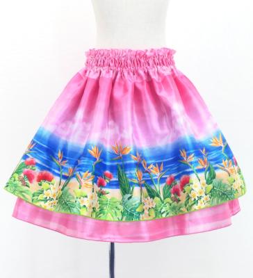 Hula Kids Blouse & Double Pa'u Set-Up with Hawaiian Flower & Sea Print / Luxury Collection / Jp161-2