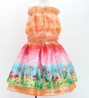 Hula Kids Blouse & Double Pa'u Set-Up with Hawaiian Flower & Sea Print / Luxury Collection / Jp161-3