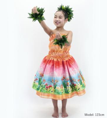 Hula Kids Blouse & Double Pa'u Set-Up with Hawaiian Flower & Sea Print / Luxury Collection / Jp161-3