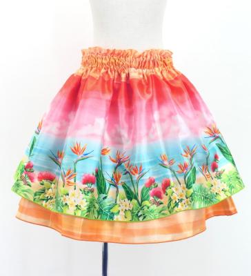 Hula Kids Blouse & Double Pa'u Set-Up with Hawaiian Flower & Sea Print / Luxury Collection / Jp161-3