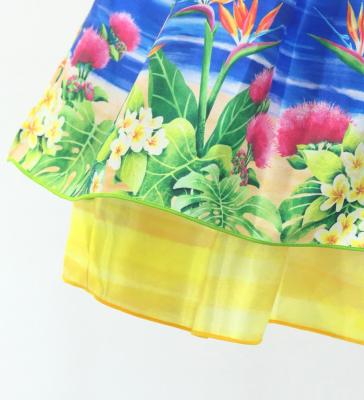 Hula Kids Blouse & Double Pa'u Set-Up with Hawaiian Flower & Sea Print / Luxury Collection / Jp161-4