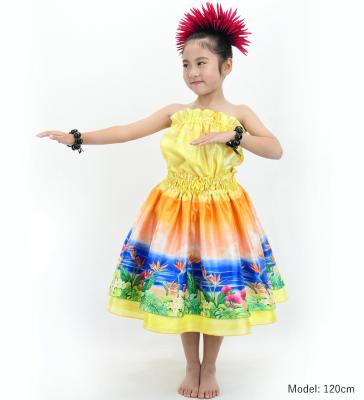 Hula Kids Blouse & Double Pa'u Set-Up with Hawaiian Flower & Sea Print / Luxury Collection / Jp161-4