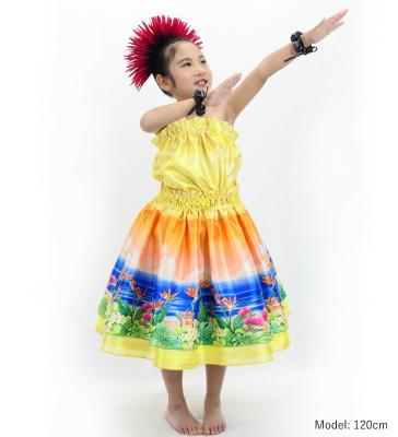 Hula Kids Blouse & Double Pa'u Set-Up with Hawaiian Flower & Sea Print / Luxury Collection / Jp161-4