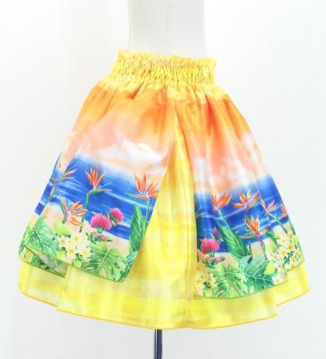 Hula Kids Blouse & Double Pa'u Set-Up with Hawaiian Flower & Sea Print / Luxury Collection / Jp161-4