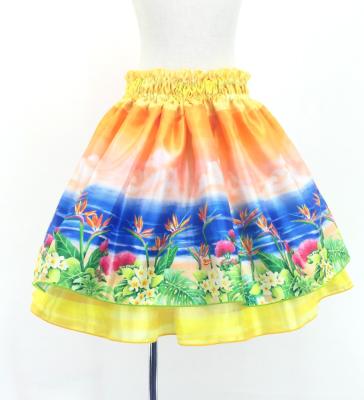 Hula Kids Blouse & Double Pa'u Set-Up with Hawaiian Flower & Sea Print / Luxury Collection / Jp161-4